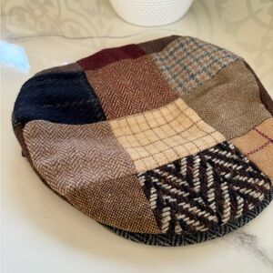 Hanna Hats Vintage Tweed Patchwork Flat Cap Pure Wool Ireland Newsboy Cap Mens S
